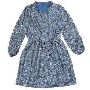 Banana Republic Blue Floral Tie Waist Mini Dress Romantic Cottagecore Spring 10